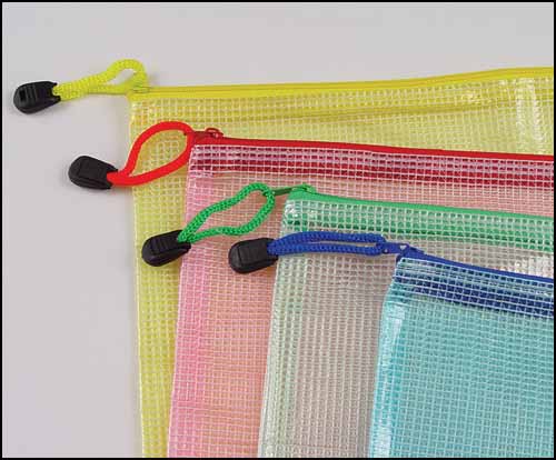 6.5"x9" Mesh Zipper Storage Bag, Assorted Colors